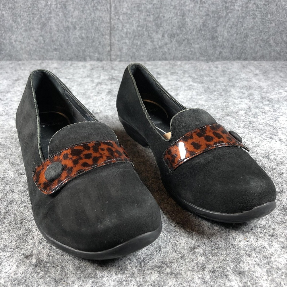 Dansko Loafers Womens EU 39 US 8.5-9 Black Suede Leopard Strap Comfort Shoes